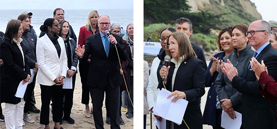 Collage Collage of Asm. Hart with constituents on the beach