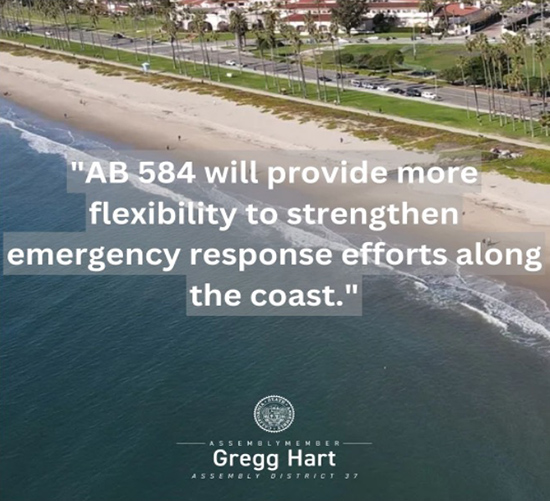 AB 584 quote with coastline in background