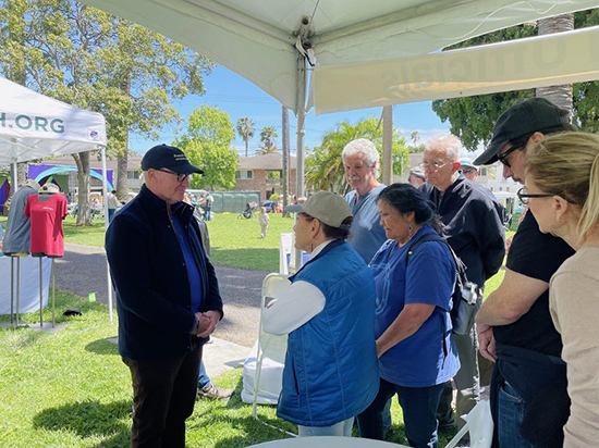 Asm. Hart speaking with constituents during Sidewalk Office Hours